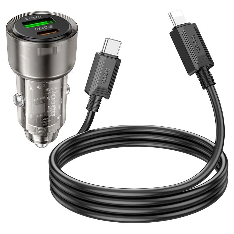 Chargeur de voiture avec un port USB-C To lightning. charge rapide PD20W, PPS, QC3.0